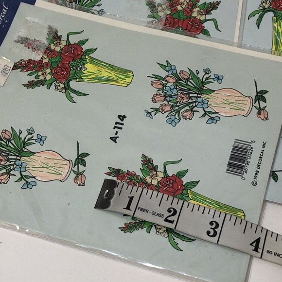 VTG Decals by Decoral Hand painted Flowers Vases A-114 Colorful MCM - Picture 4 of 5